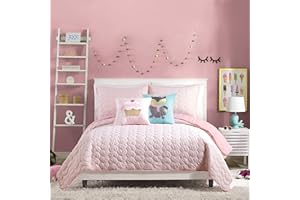 URBAN PLAYGROUND All Seasons Helaine Pink Quilt Set - 3 Piece Soft Brushed Microfiber Kids Bedding Set for Boys/Girls - Machine Washable (Full/Queen)