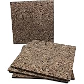 Flipside Products 12" x 12" x 9.5mm Thick Dark Brown Cork Squares, Wall Tiles, Square Pinning Cork Board, Bulletin Board Mini Wall Board - 4 Pack