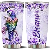 WONWIX Personalized Parrot Gifts for Women Insulated Stainless Steel 20oz Coffee Mug, Travel Cup Water Bottle Tumbler Gift for Girls, Wife, Daughter, Christmas, Birthday, Mother's Day, Valentine