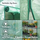 VonHaus Walk In Greenhouse with 8 Shelves Roll Up Door 193x143x143cm view 4