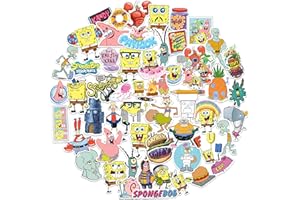 GRAPHICS & MORE Spongebob Squarepants Sticker Pack Die Cut Vinyl Large Deluxe Stickers Variety Pack - Laptop, Water Bottle, Scrapbooking, Tablet, Skateboard, Indoor/Outdoor - Set of 50