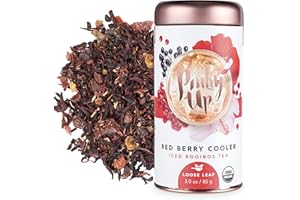 Pinky Up Red Berry Cooler Loose Leaf Iced Tea | Rooibos Herbal Tea Blend, Naturally Calorie Free | 3.0 Ounce Tin, 25 Servings