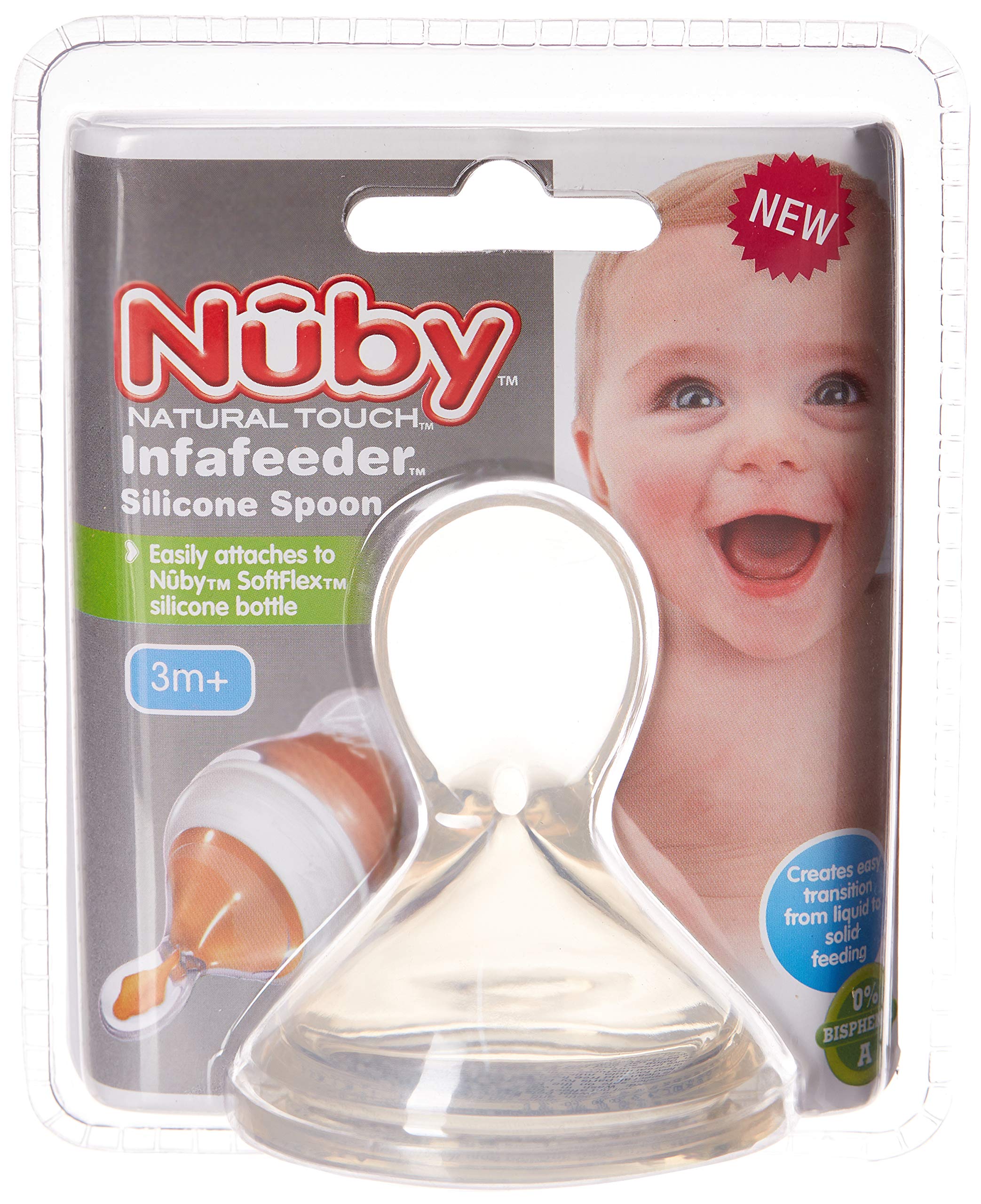 Nuby 67611 Infa-Feeder Silicone Spoon, Clear