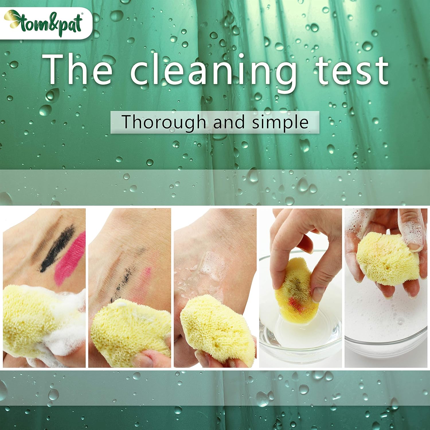 tom&pat® Natural Cosmetic Sponge • Makeup Sponge & Makeup Remover 2-in-1 • Dermatest Excellent • Plastic-free and Reusable • Mediterranean Quality Greece (3 x 4-6 cm) - Image 4