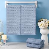 Mindsoft 4 Pack Blue Hand Towels Waffle 100% Cotton 13x29 Inch | Soft Absorbent Bathroom Kitchen Use, Waffle Texture Quick Dry, Durable Cotton Washcloths Ideal for Guests Daily Needs