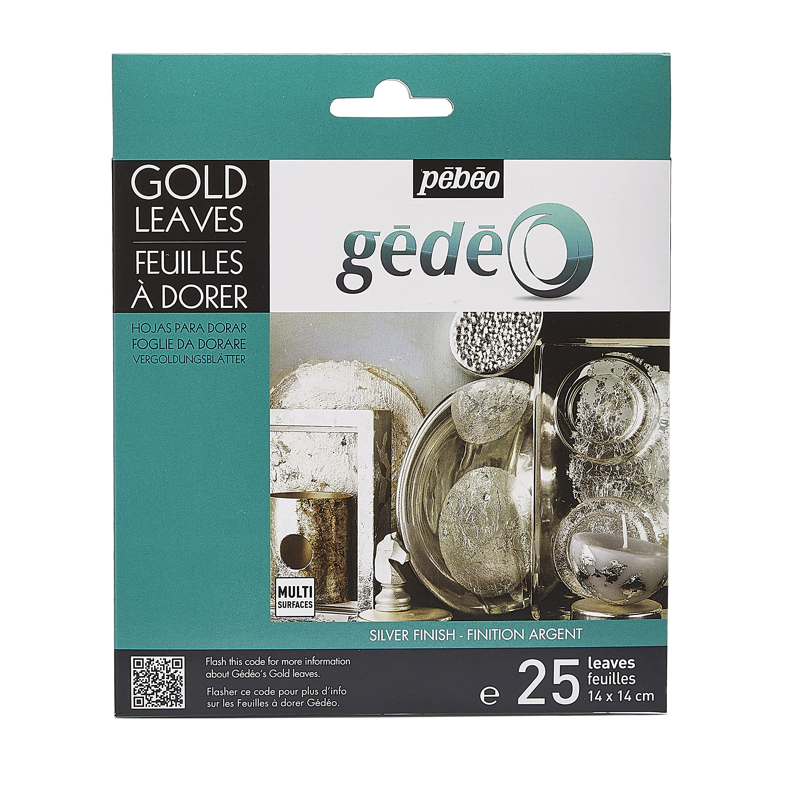 GEDEO Gédéo Pack of 25 Silver Gilding Leaves, 0.02 x 15.5 x 18.5 cm