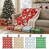 Buryeah 4 Pcs 40 x 50 Inch Christmas Throw Blanket Warm Soft Snowman Christmas Tree Plush Blanket Flannel Fleece Throw for Xmas Couch Chair Bedroom Picnic Home Decoration