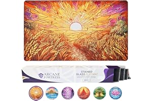 ARCANE FORTRESS MTG Playmat 24x14 Inches – Magic The Gathering Playmat with Original Handcrafted Art, Non-Slip TCG Playmat with Rubber Bottom and Stitched Edges, Commander TCG Rollable & Foldable Card Mat (White)