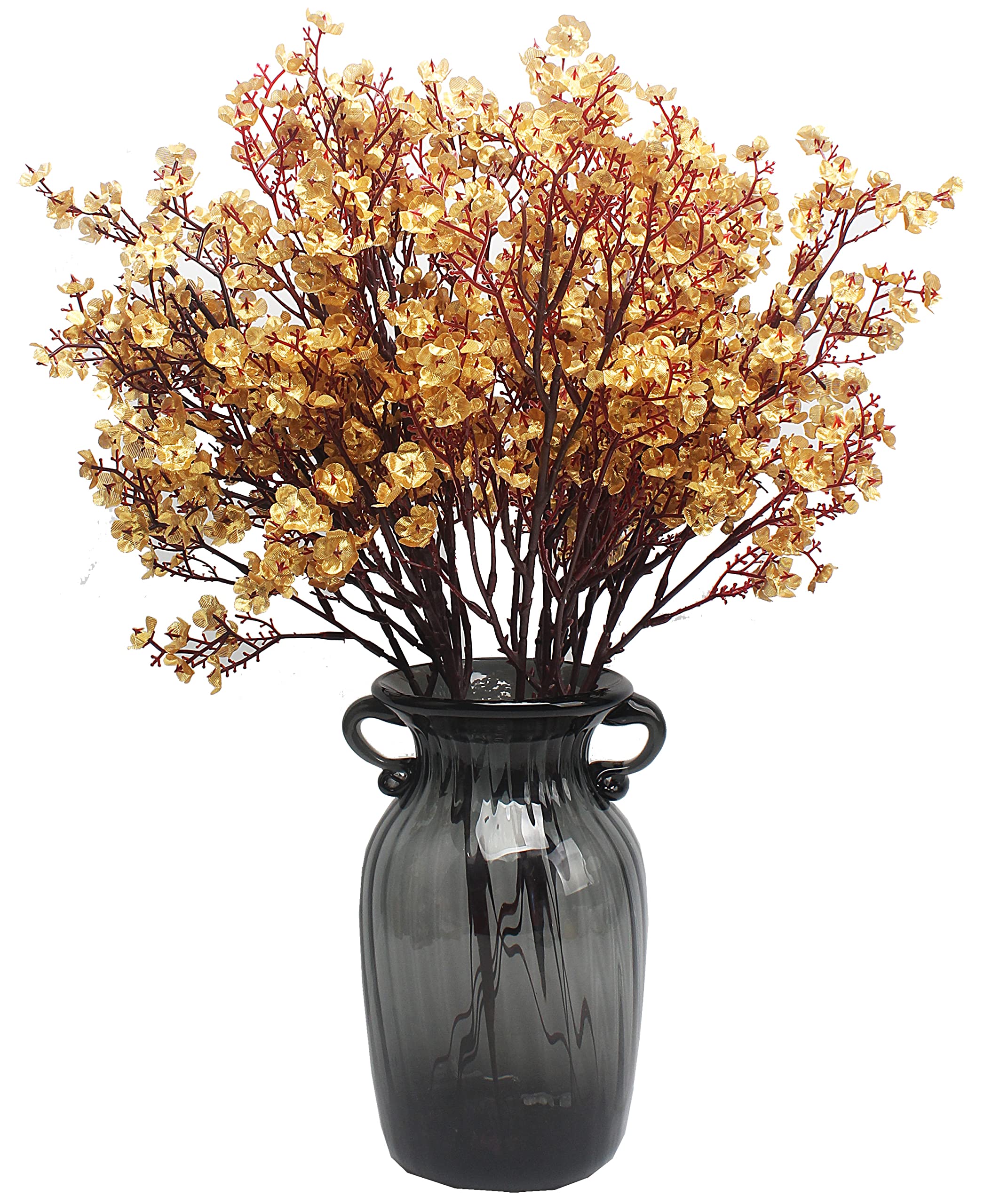 JAKY-Global Babys Breath Gypsophila Artificial Flowers 6 Bundle European Fake Silk Plants Decor Wedding Party Decoration Bouquets Real Touch DIY Home Garden (Gold)