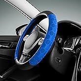 PIC AUTO Massage Steering Wheel Cover, Blue Football Pattern Material Spliced Leather Car Steering Wheel Protector, Car Interior Accessories, Universal Fit 14.5"-15.5" for Cars, Trucks, Van, SUV