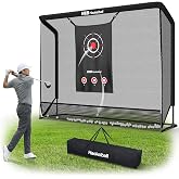 Haokelball Golf Practice Net 10x8FT Driving Hitting Net &amp; Simulator Cage | Backyard Outdoor, Indoor Golf Simulator, Real Ball Practice, Impact Screen, Ball Return, Side Barriers, Projection Ready