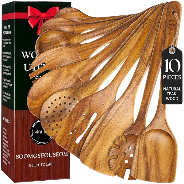 SOOMGYEOL SEOM 10-PIECE TEAK WOOD COOKING UTENSIL SET