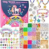 Gionlion Bracelet Making Kit for Girls 8-12, Arts and Crafts for Jewelry Making Supplies Kit with 198Pcs Letter Beads, Unicorn/Mermaid DIY Birthday Christmas Gifts