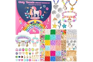 Gionlion Christmas Gifts for Girls, Bracelet Making Kit Arts and Crafts Charms Jewelry Supplies, Unicorn/Mermaid DIY Birthday Christmas Gifts Toys for Kids Age 6-13