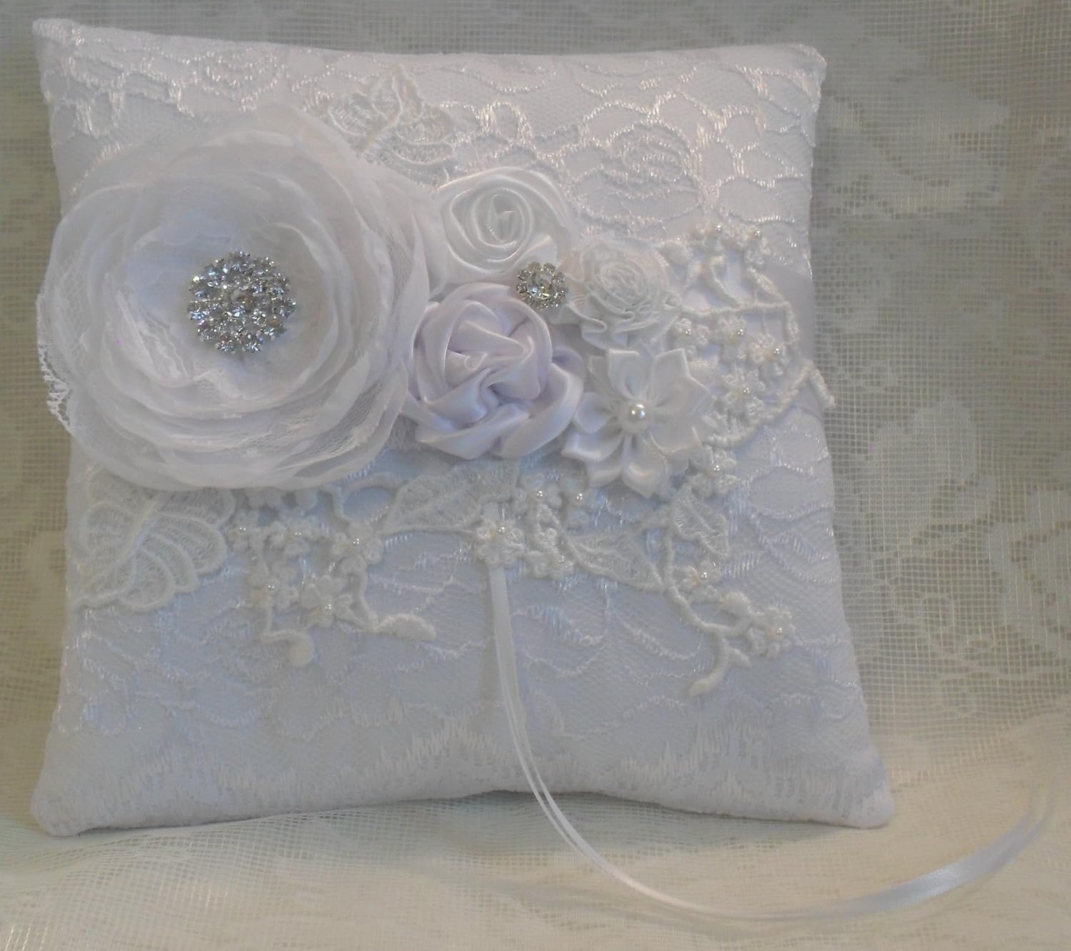 Solid White Ring Bearer's Pillow Handmade