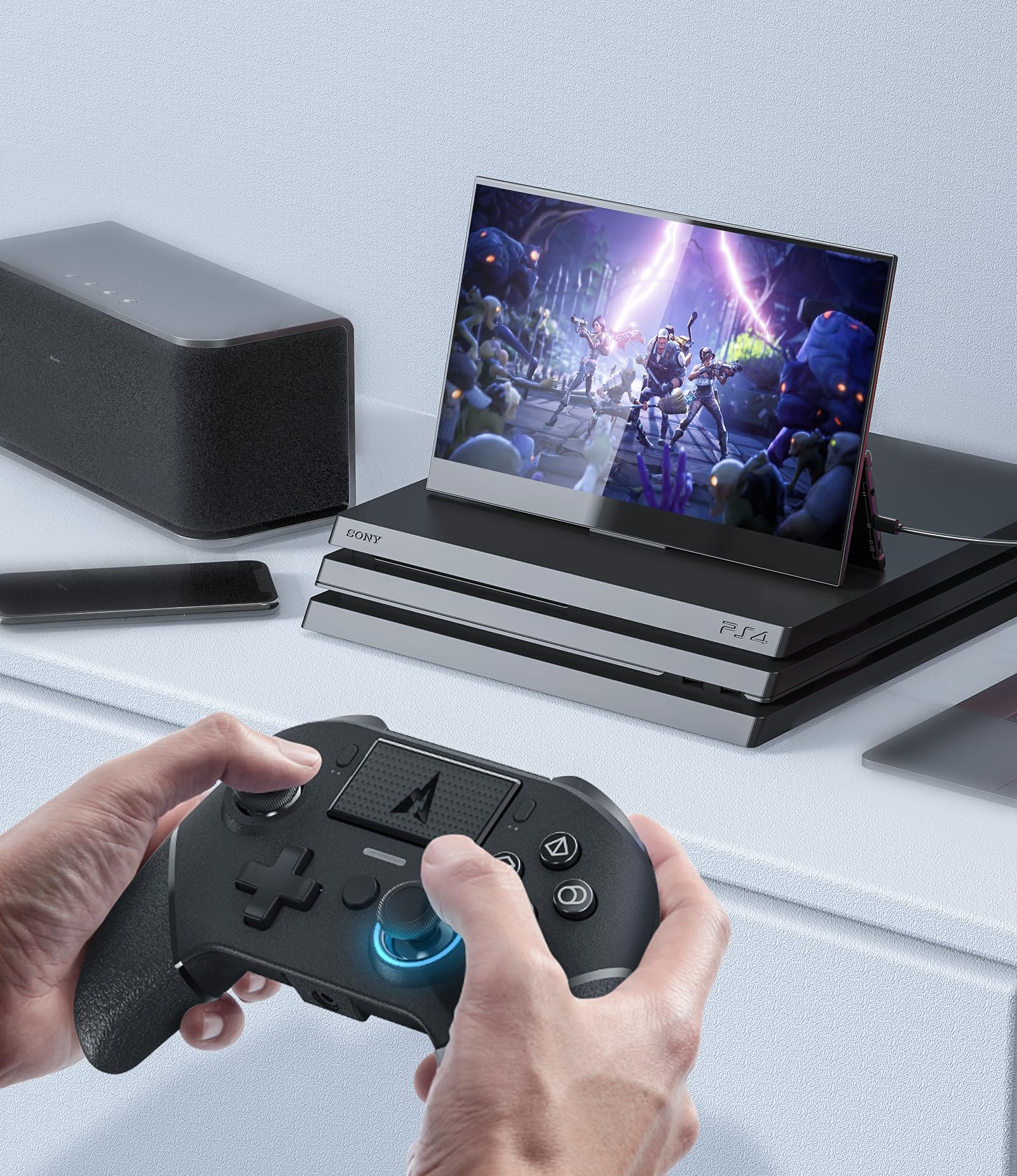 ASUSPORACE AUROCE Wireless Controller for PS4 Pro/Slim/PC, PS4 Controller Pro Gamepad with ALPS Joystick Hall Trigger Dual Vibration Mapping Button, Substitute for PlayStation 4 DualShock 4[1 Pcs]