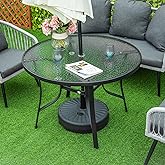 Outsunny 42-inch Patio Dining Table with Umbrella Hole Round Outdoor Bistro Table for Garden Lawn Backyard, Steel