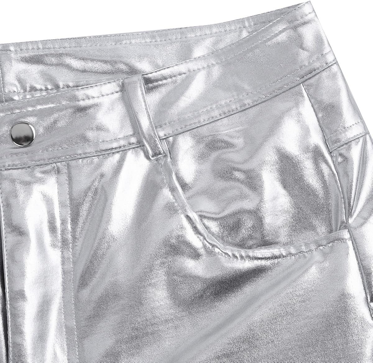 TiaoBug Men's Shiny Metallic Faux Leather Tight Pants Clubwear Legging Long Trousers: Clothing