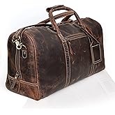 Leather 24 Inch Duffle Bag for Men and Women Large Carry On Luggage Weekender Travel Overnight Gym Sports Bag for Airplanes