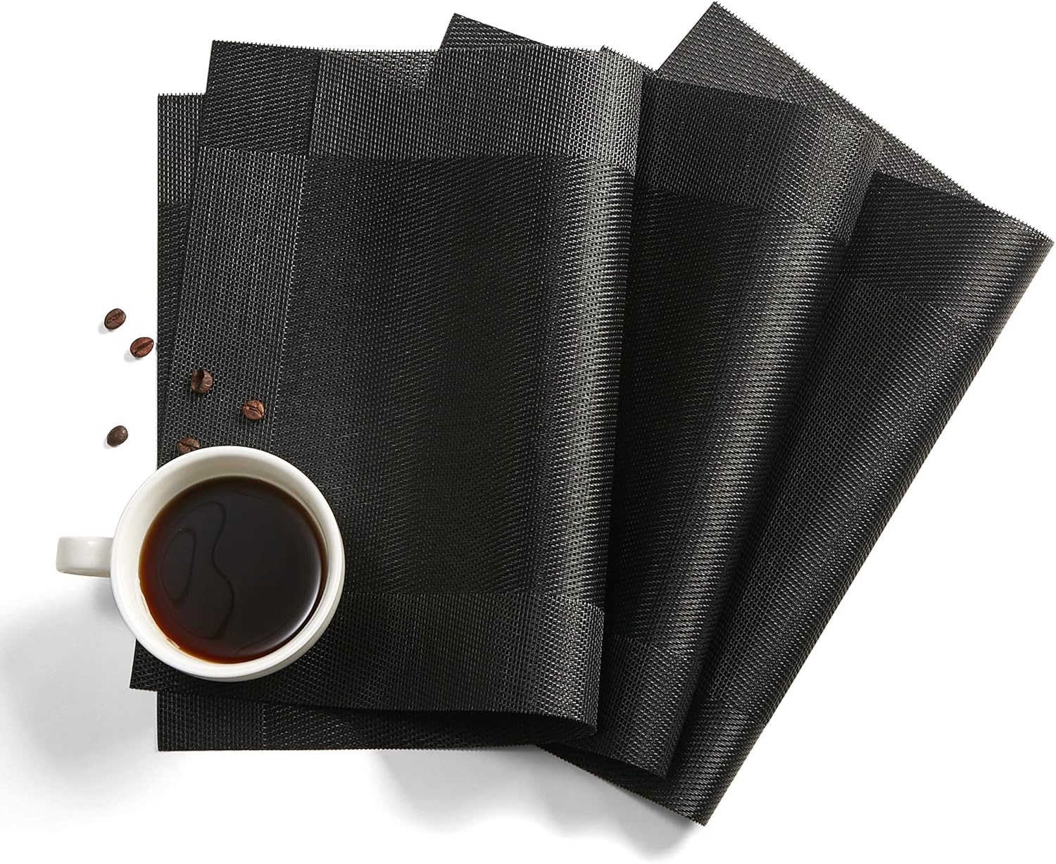 DOLOPL Halloween Placemat Black Placemats Table Mats Set of 6 Easy to Clean Heat Resistant Vinyl Outdoor Placemats for Kitchen Patio Dining Table: Home & Kitchen