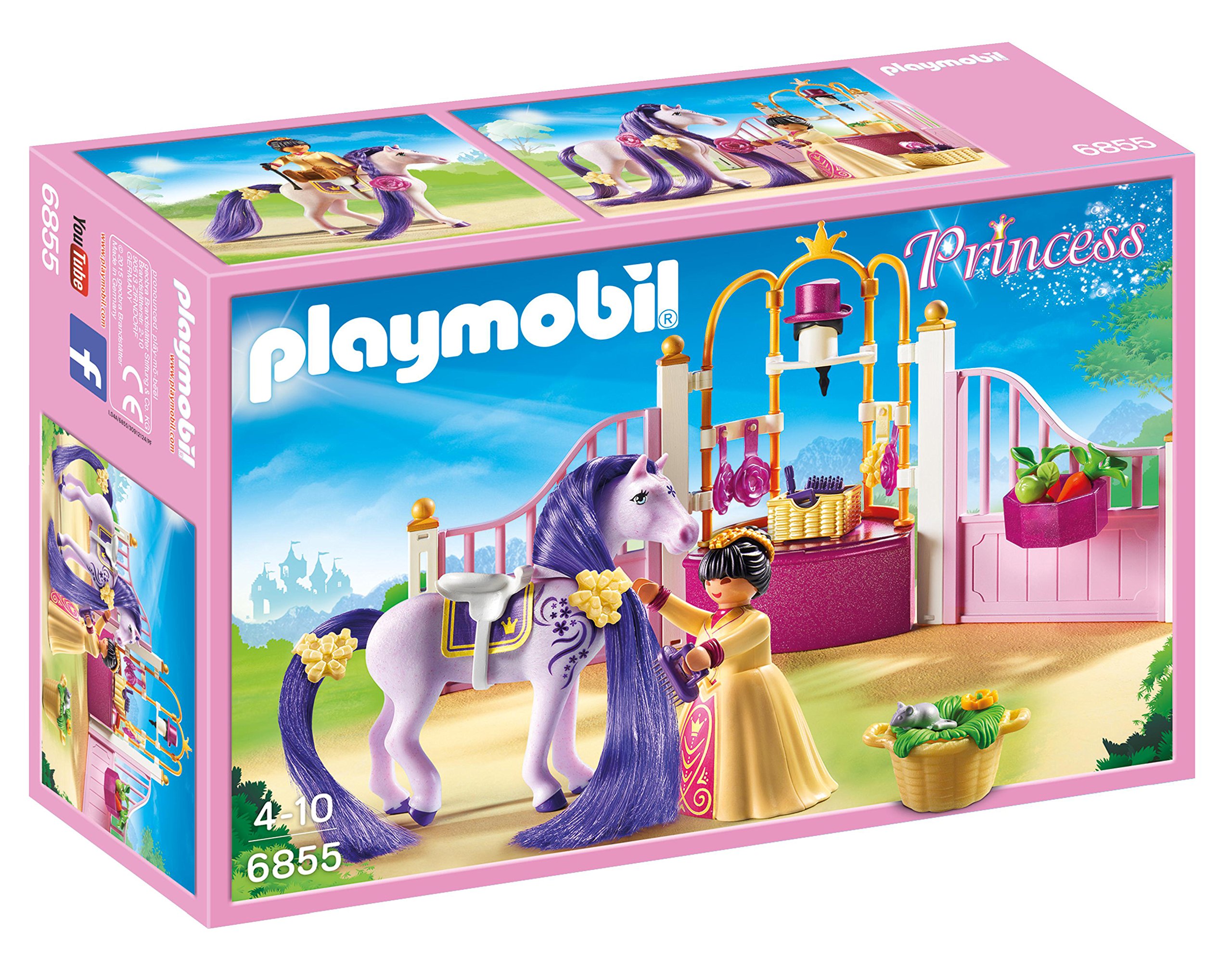 Playmobil 6855 Princess Castle Stable with Horse Mane to Comb, Fun Imaginative Role-Play, PlaySets Suitable for Children Ages 4+