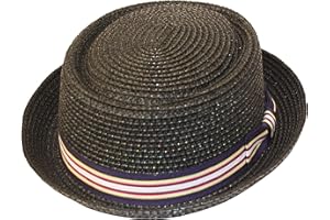 EPOCH HATS COMPANY Men's Fancy Summer Straw Pork Pie Derby Fedora Upturn Brim Hat