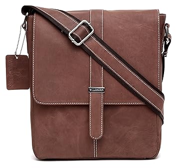 WildHorn Urban Edge 100% Leather Brown Messenger Bag
