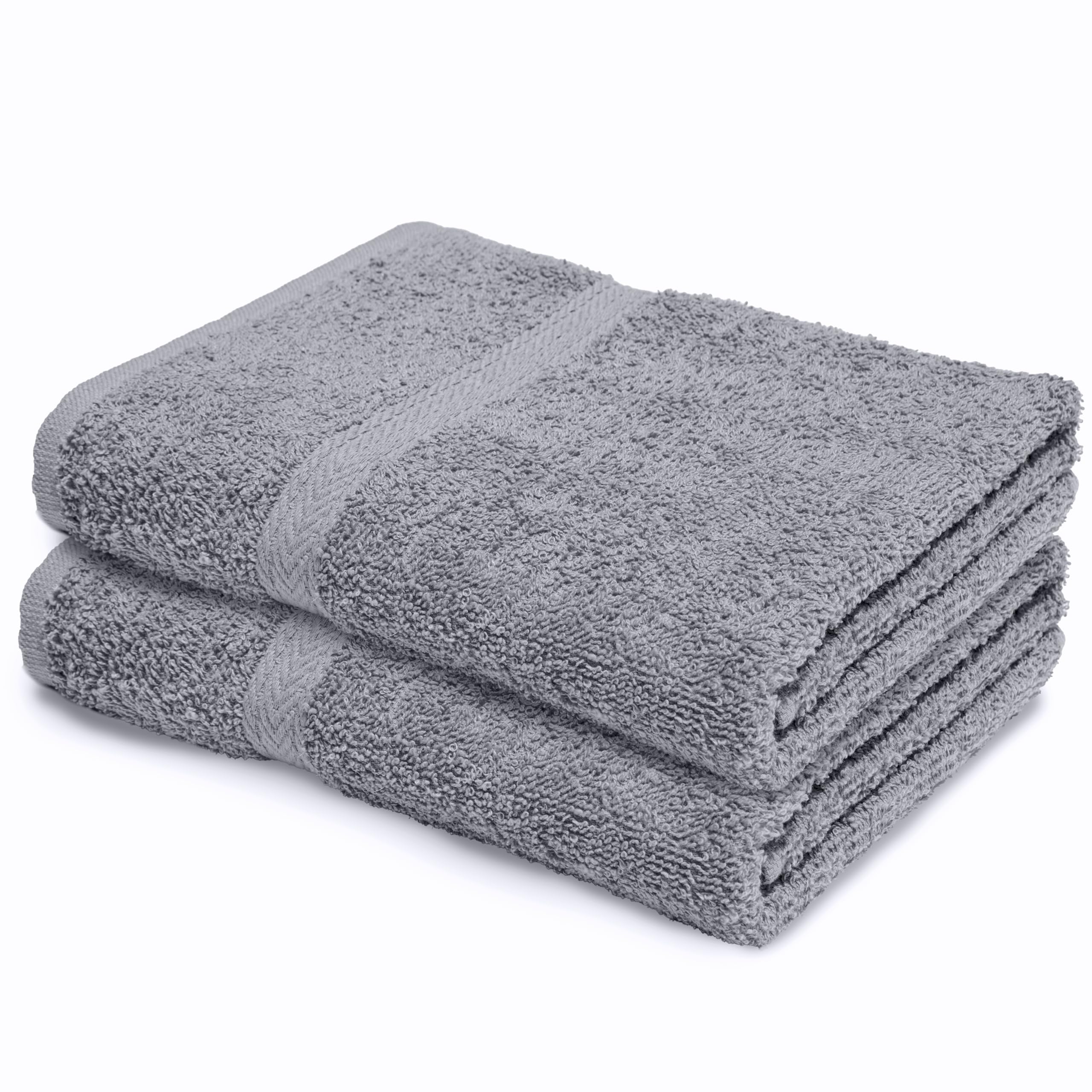 Makooz Bathroom and Kitchen 2 Pc Hand Towels Pack - 500 GSM Natural 100% Egyptian Cotton -Quick Dry and Absorbent - Fast Drying Soft and Luxurious Bath Hand Towel Set (Grey, 50x80 CM)