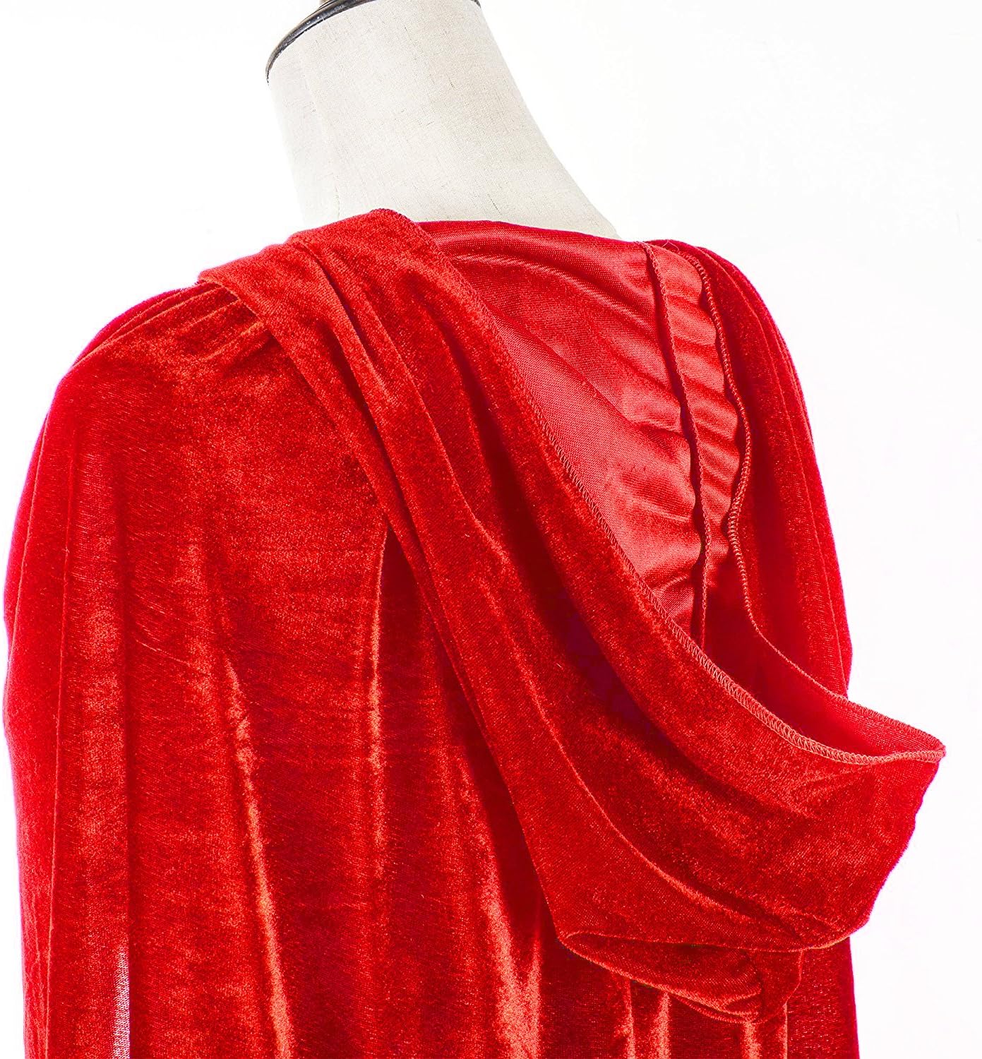 Mayplous Halloween Costumes Women Men Cosplay Long Cape Cloak Fancy Dress for Role Play (Red,100cm / 39") - Image 3