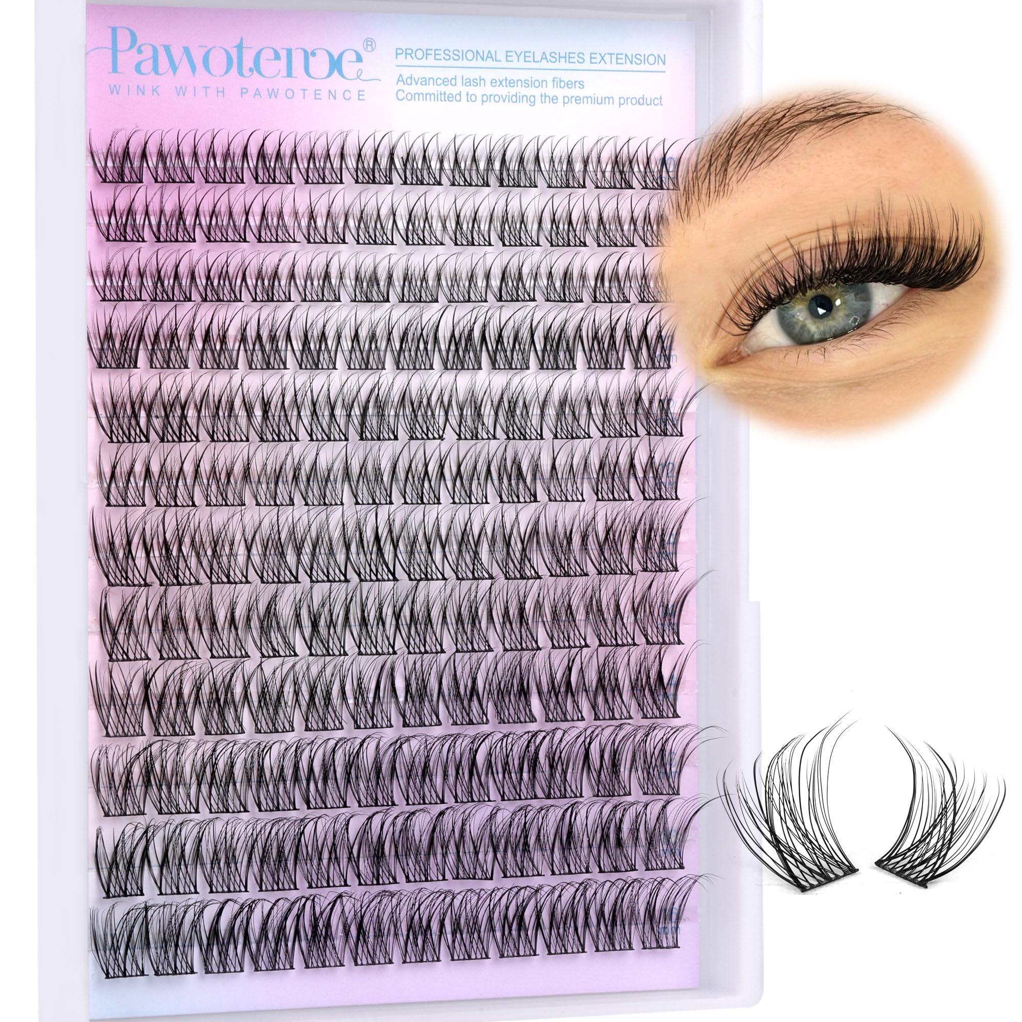Photo 1 of Pawotence Wispy Lash Clusters Natural Cluster Lashes Extension DIY Natural Eyelash Clusters Extension 10-16mm Individual Lashes False Eyelashes Wispy Soft Cluster Eyelash Extensions