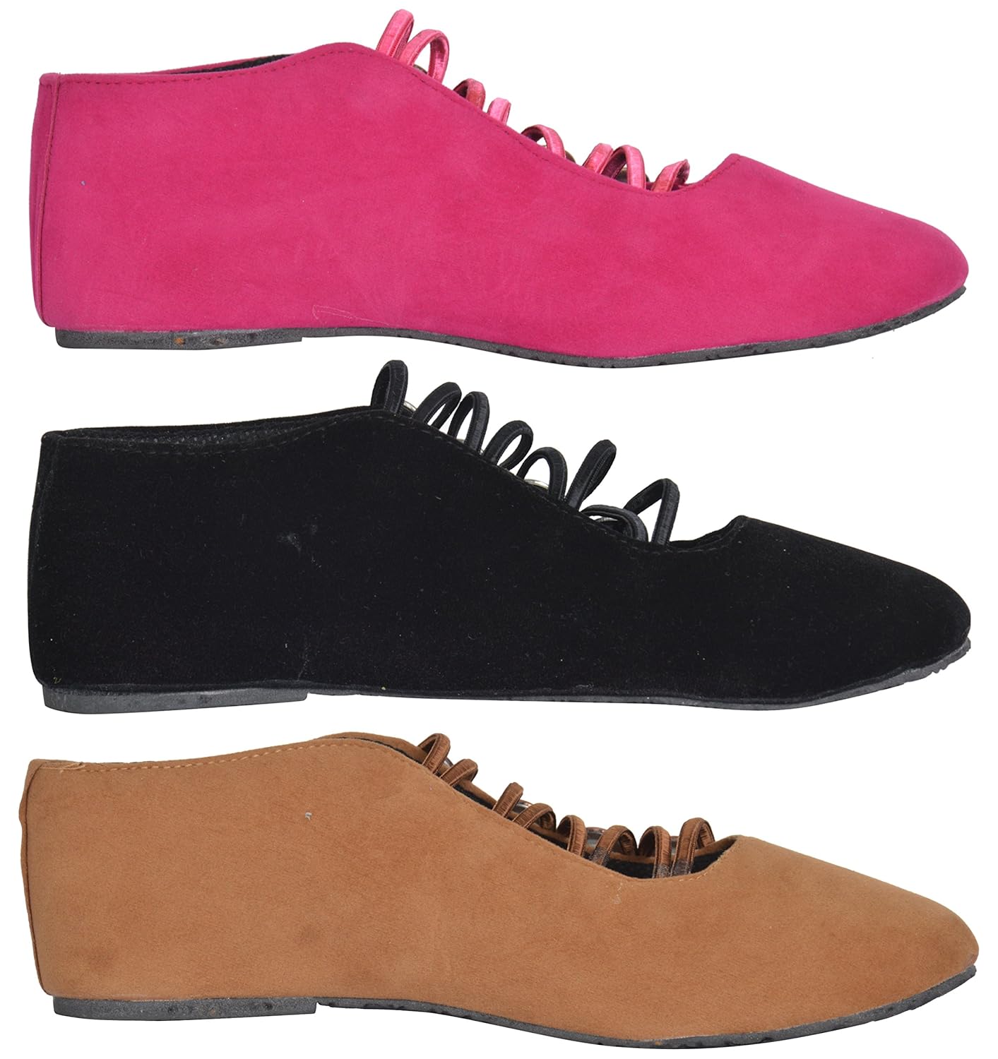 ampereus women's party ware belly 3 pc pack in pink/brown/black