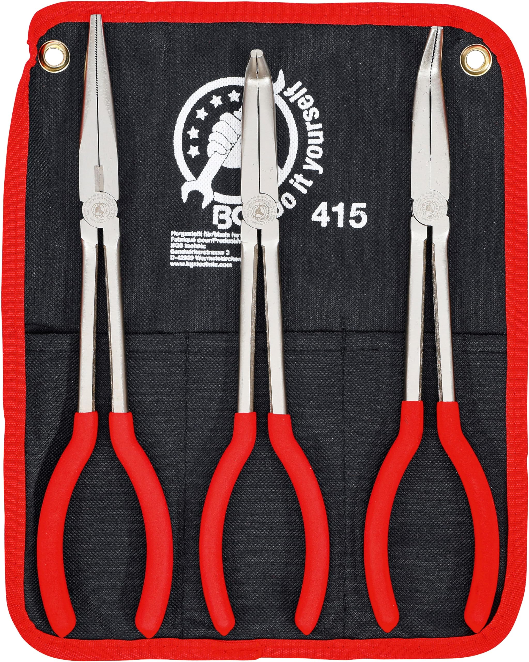 BGS Diy 415 | Long Nose Pliers Set | straight / bent | 260 - 285 mm | 3 pcs.