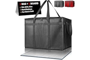 Micanlo Insulated Food Delivery Bag, Commercial Grade Pizza Carrier for Hot and Cold Food, Large Reusable Catering Cooler Bag 22x15x14, Pizza Delivery Box for Uber Eats, Doordash Essentials