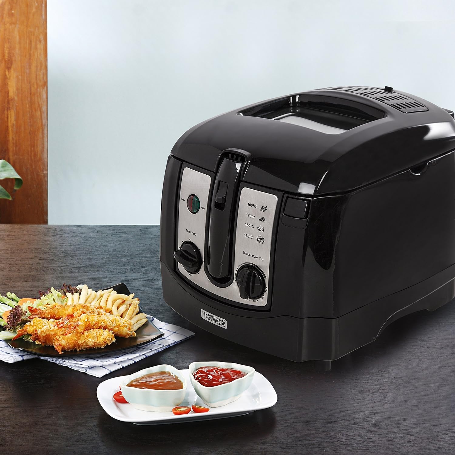 Tower T17002 Deep Fat Fryer with Adjustable Thermostat, 3L, 2300W, Black, 3 Litre - Image 3