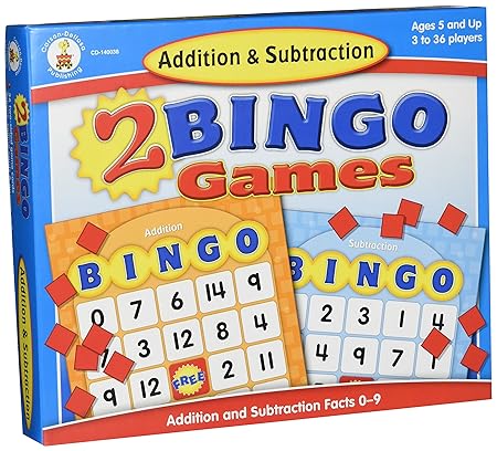 Carson Dellosa Addition and Subtraction Bingo Board Games (140038) Ages 7 and Up