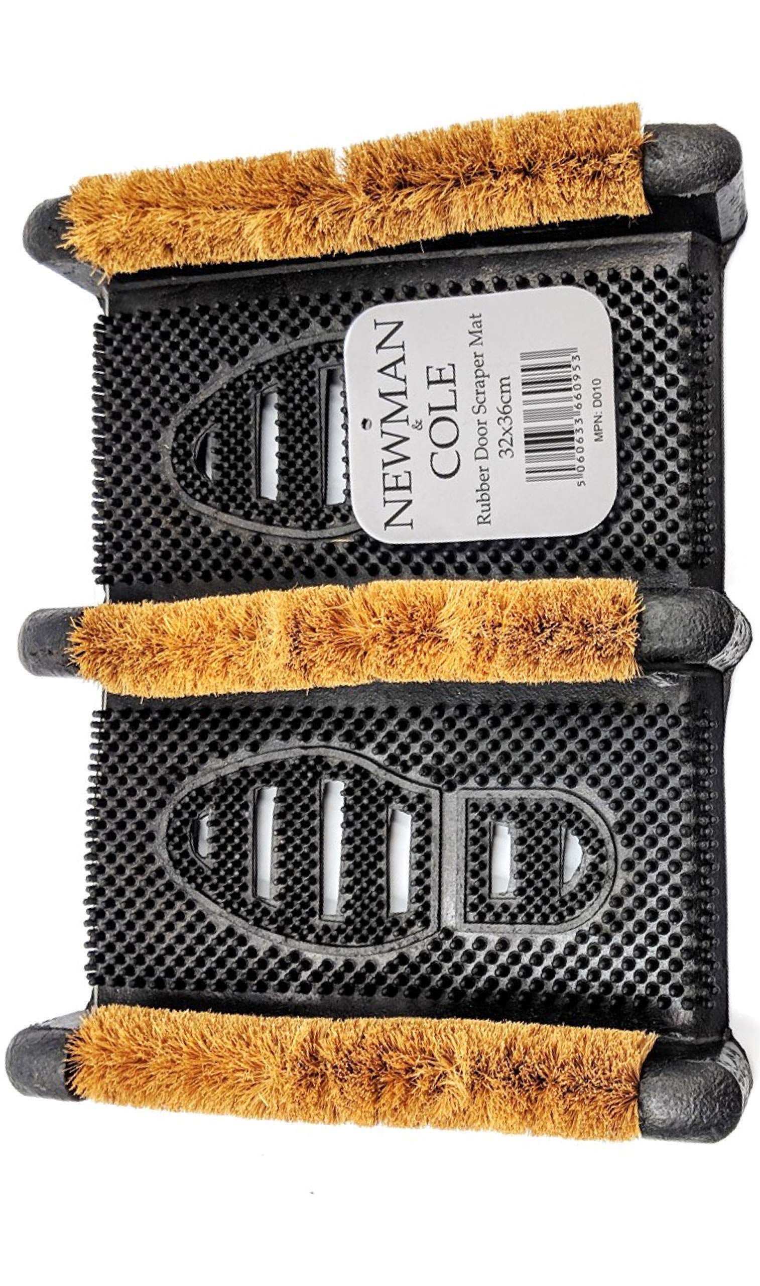 2-in-1 Heavy Duty Door Foot Scraper and Welcome Matt - Sturdy Rubber Frame and Three Tough Coir Rows - Outdoor Floor Boot Mat for Front Door Back Door and Garden - 32x36 cm