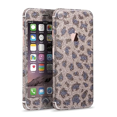 LAMINGO iPhone 8 iPhone 7 Glitzerfolie Skin Diamond Sticker Klebefolie in leopard blau