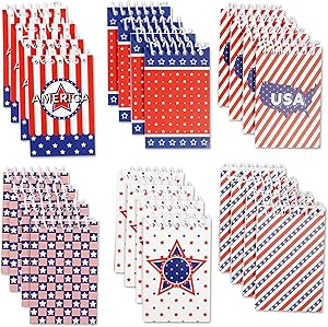 Mini Patriotic Spiral Notepads in 6 Designs (4.4 x 2.75 in, 24-Pack)