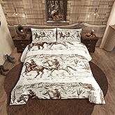 Erosebridal Western Comforter Set Full Size Cowboy Bedding Set American Wild West Desert Hand Drawn Illustration Down Comforter Country Theme Bedroom Decor Duvet Set for Boys Men Teens