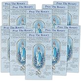 Needzo Pray The Rosary Pamphlets, Instructional Booklet for Beginners, Catholic Church Handouts, 6 &frac14; x 14 Inches (Pack of 10)