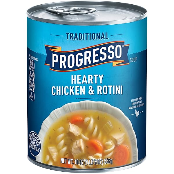 PROGRESSO TRADITIONAL SOUP, HEARTY CHICKEN AND ROTINI, 19 OUNCE (PACK OF 4)