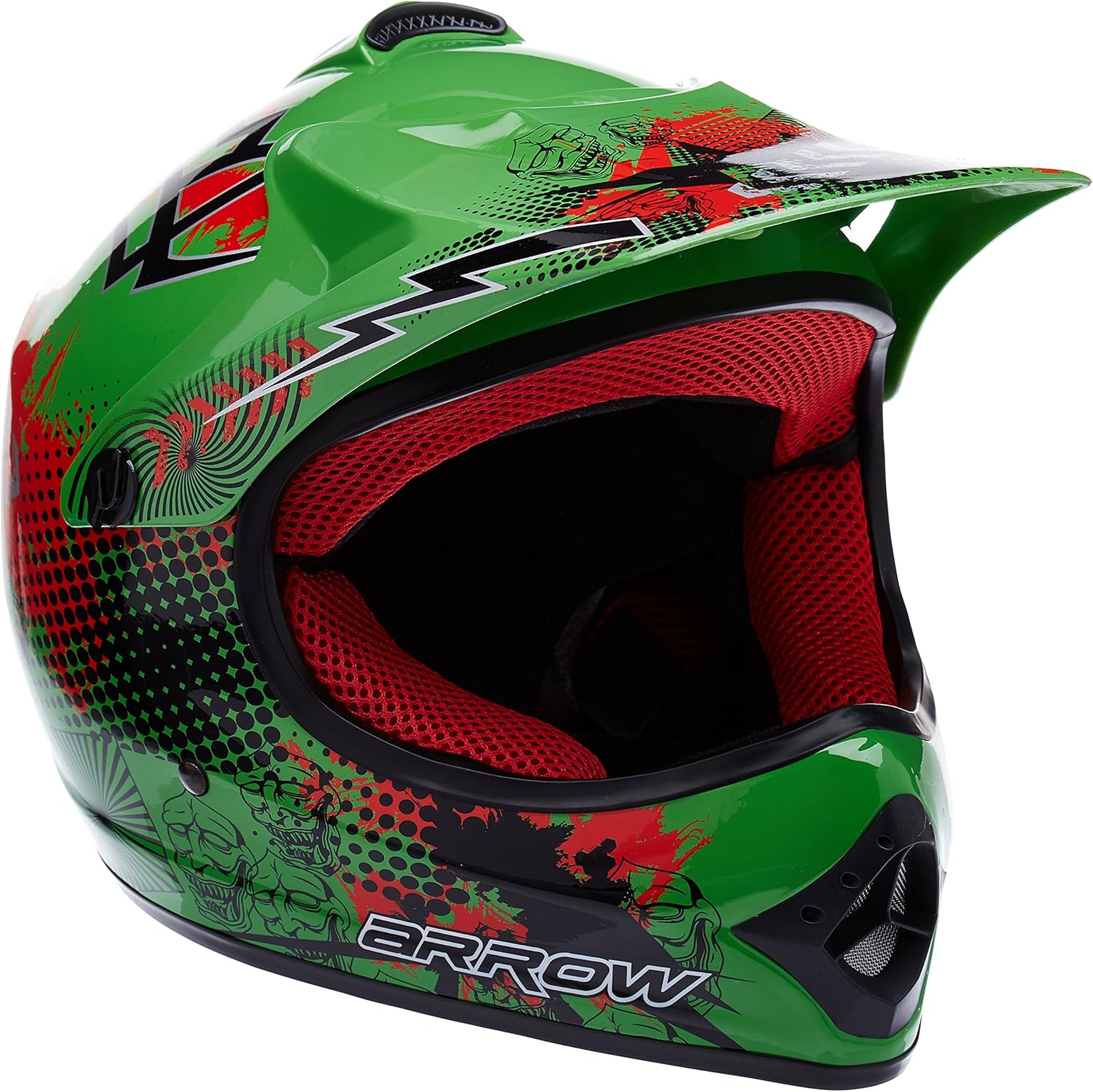 ARMOR Helmets AKC49 KidsCross Helmet, DOT certified, Green, XS (51