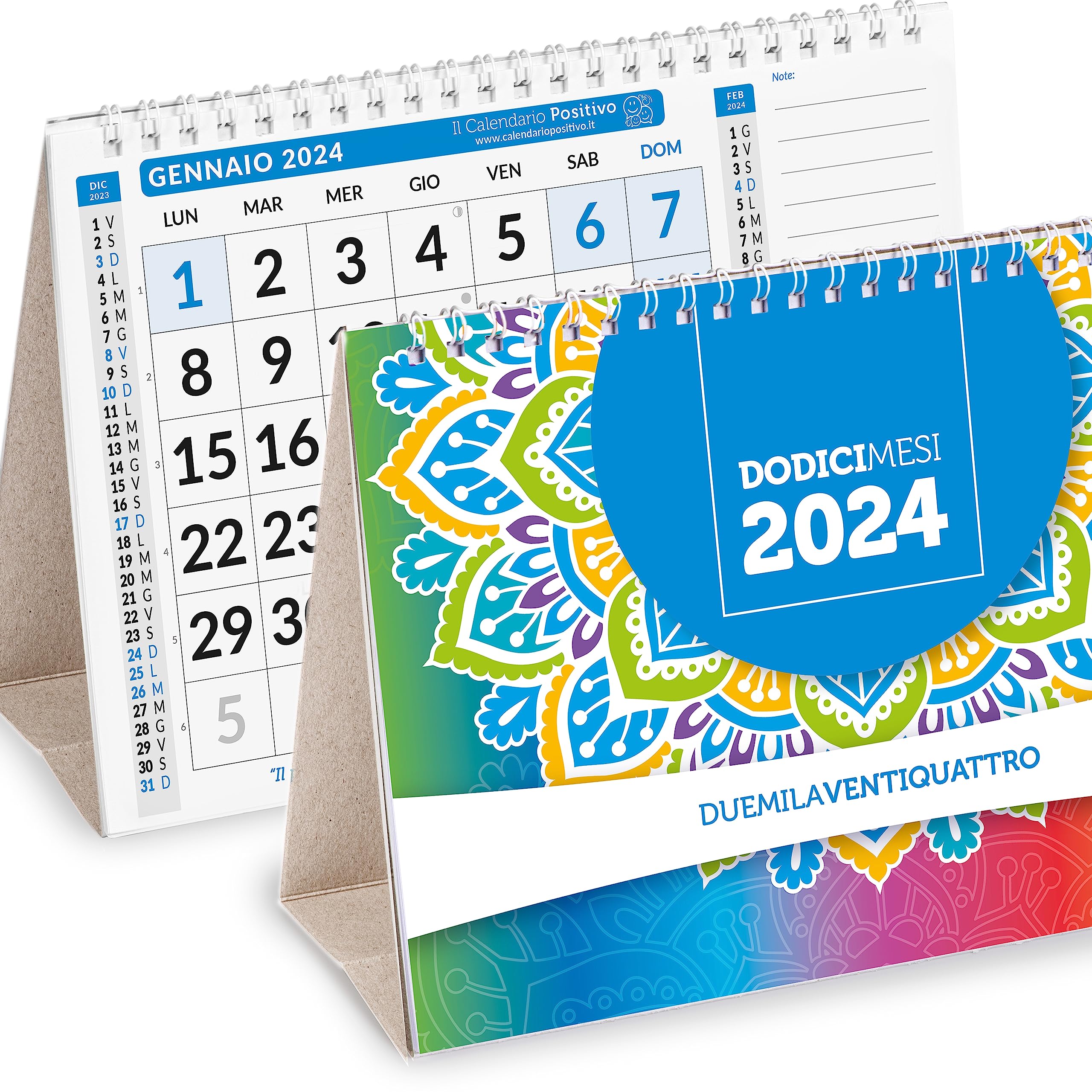 2024 Positive Table Calendar 21 x 15 cm | Office Desk Calendar | Uncoated Paper - Ideal for Marking Appointments and Commitments | 28 Facades with Double Months (Table 2024)