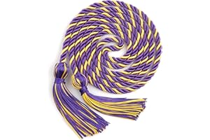LEISLAM Graduation Cords, Graduation Honor Cords, 2024 Honor Cords, Graduation Tassel Honor Cords, 67" Braided Cords for Graduation Decorations Bachelor Gown for Student Master Doctoral, Purple Gold