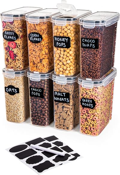 nuovva Airtight Cereal Storage Containers 8 Piece 2.5L BPA Free