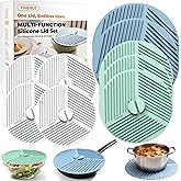 FINENUT Silicone Lids for Bowls,Pot Holders - 9-Pack Kitchen hot Pads & Microwave Splatter Cover Food Storage Universal Multi-Use Lid & Trivet Mats for Pans,Plates,Cups Heat Resistant Dishwasher Safe