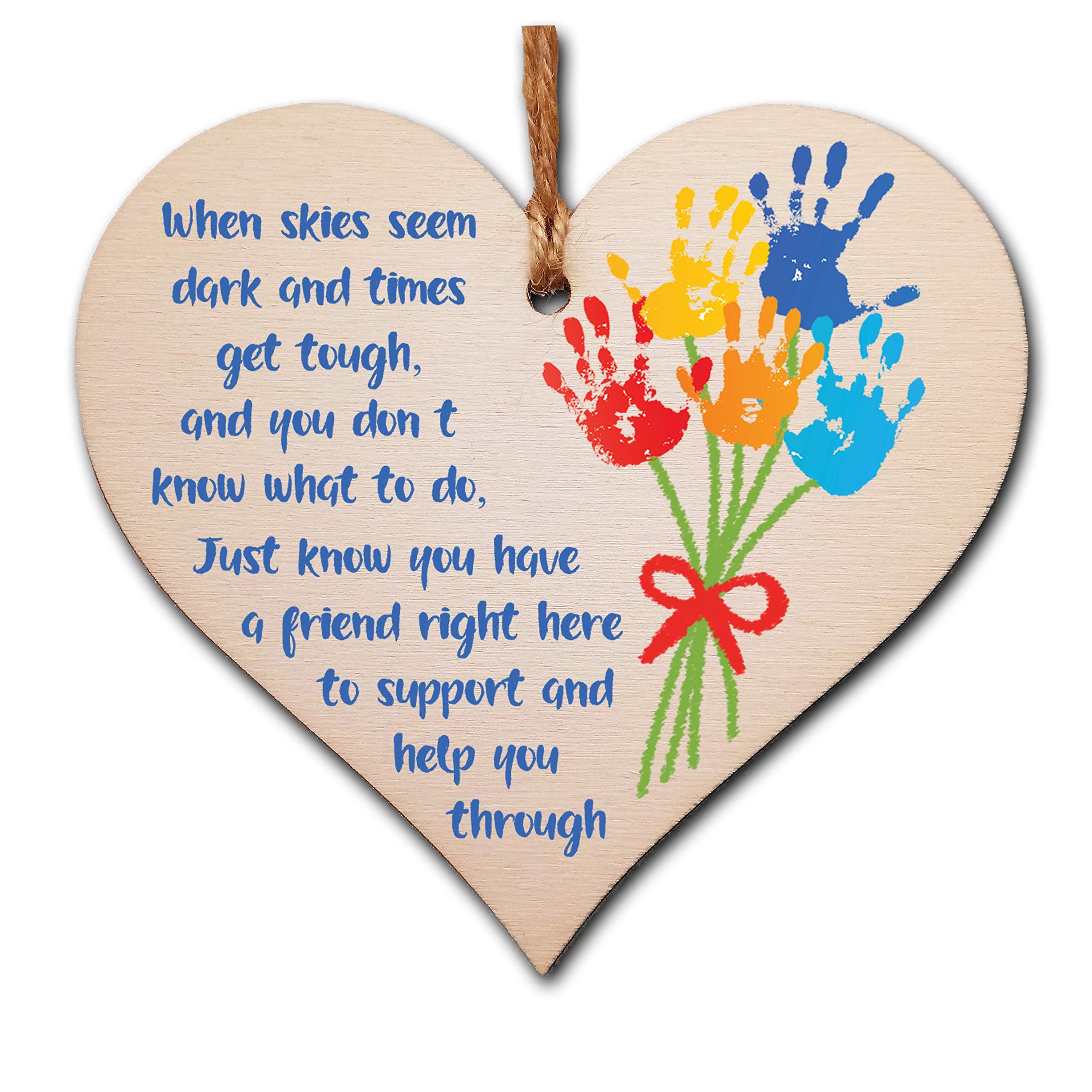 Thinking of You Heart Plaque – Wooden Hanging Gift Sign with Twine – Letterbox-Friendly Keepsake – 10x10cm Italian Plywood – Thoughtful Present for Loved Ones Far Away or Going Through a Hard Time
