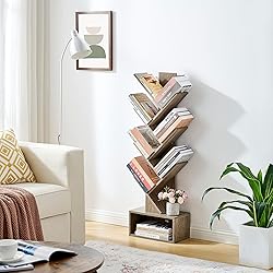 Hoctieon 6 Tier Tree Bookshelf, Tall Bookcase with