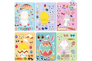 LINAYE 36 Sheets Easter Craft Stickers for Kids - Make Your Own Stickers for Easter Basket Stuffers Kids' Treats & Party Favors