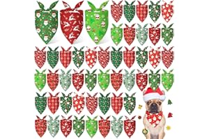 Weewooday 50 Pcs Christmas Bandanas for Dogs Xmas Bandanas Bulk with Santa Snowflake Candy Cane Soft Bibs Adjustable Triangle Doggie Scarf for Small Medium Large Pet (25.6 x 17.7 x 17.7 Inch)